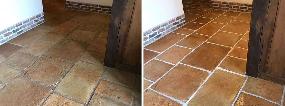 Sandstone Effect Concrete Hallway Floor Deep Cleaned in Garstang