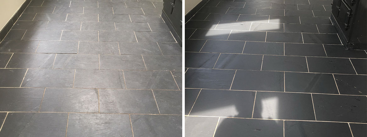 Dull Riven Black Slate Floor Transfored in High Bentham