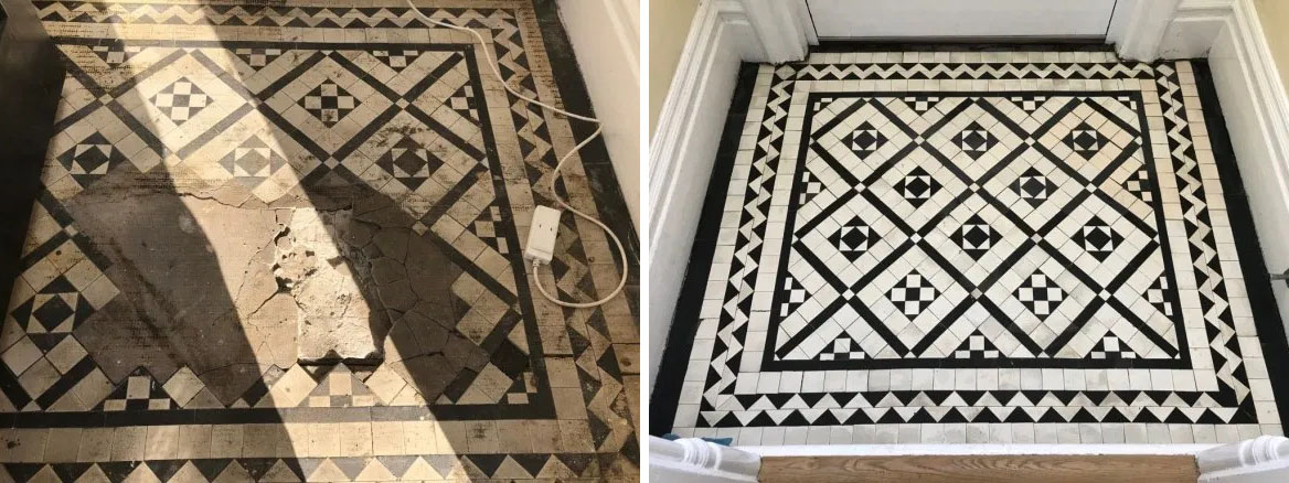 Victorian Tiled Lobby Floor Rebuild in Lytham St Annes
